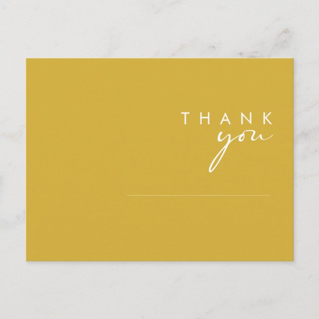 Modern Minimalist Gold Wedding Thank You Postcard (Front)