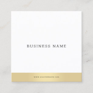 Modern Minimalist Gold White Professional Elegant Square Business Card