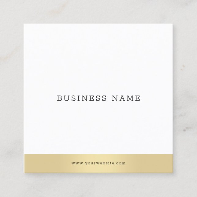 Modern Minimalist Gold White Professional Elegant Square Business Card (Front)