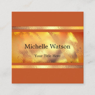 Modern minimalist Golde and Rust professional logo Square Business Card