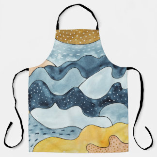 Modern Minimalist Golden Sun Illustration Apron