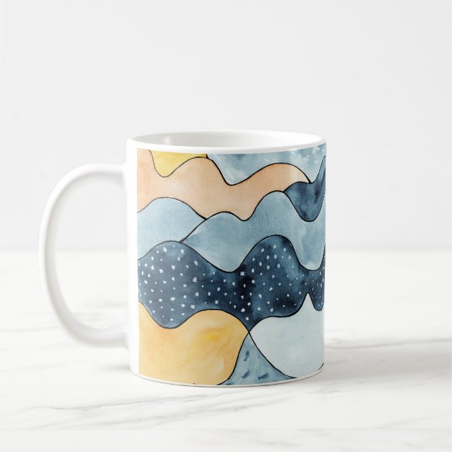 Modern Minimalist Golden Sun Illustration Coffee Mug (Left)