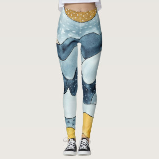 Modern Minimalist Golden Sun Illustration Leggings