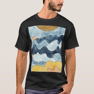 Modern Minimalist Golden Sun Illustration T-Shirt