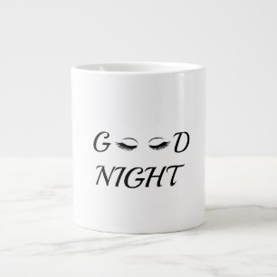 Modern Minimalist Good Night Eyelashes Aesthetic Large Coffee Mug