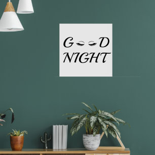 Modern Minimalist Good Night Eyelashes Aesthetic Poster