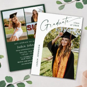 Modern Minimalist Grad 4 PHOTO Graduation Party Invitation