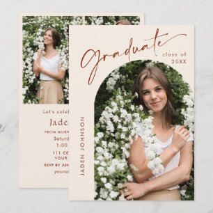 Modern Minimalist Grad 4 PHOTO Graduation Party Invitation