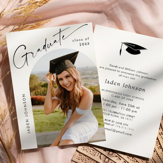 Modern Minimalist Grad PHOTO Graduation Party Invitation (Creator Uploaded)