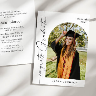 Modern Minimalist Grad PHOTO Graduation Party Invitation