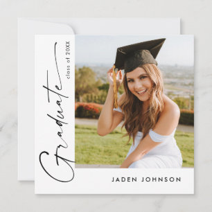 Modern Minimalist Grad PHOTO Graduation Party Invitation
