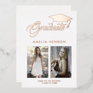 Modern Minimalist Graduate 2 Photo Graduation Gold