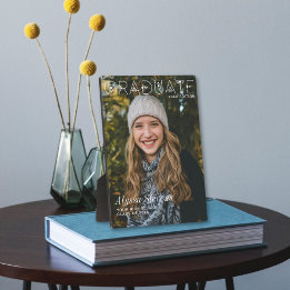 Modern Minimalist Graduate Overlay Magazine Style  Plaque
