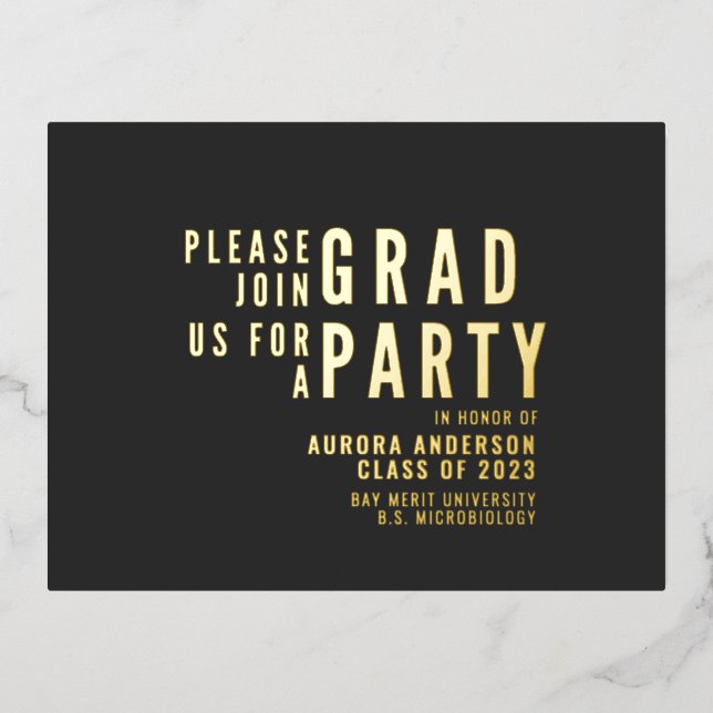 Modern Minimalist Graduation 2023 Party Foil Holiday Postcard (Front)