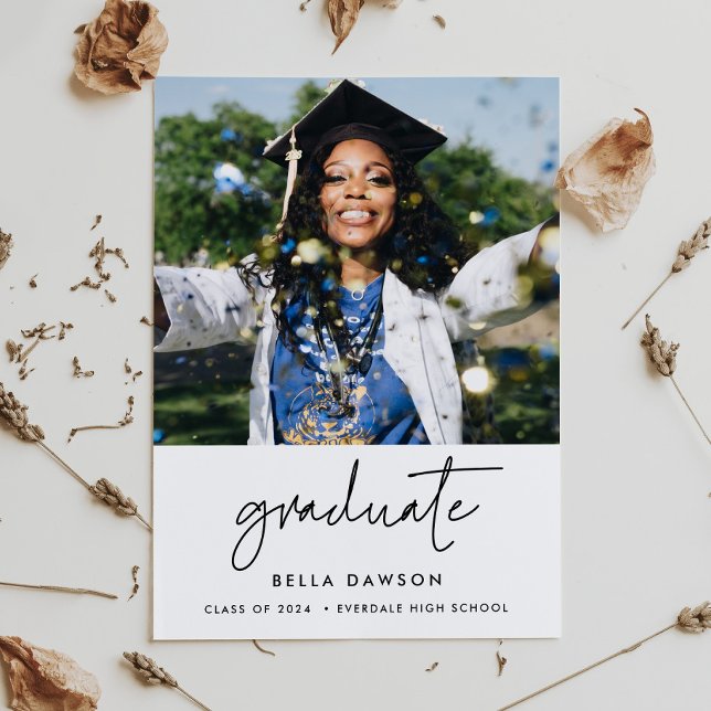 Modern minimalist	graduation 2024 photo postcard (Creator Uploaded)