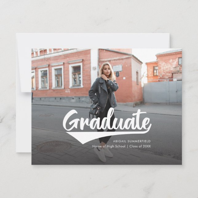 Modern Minimalist Graduation 2 Photos Announcement (Front)