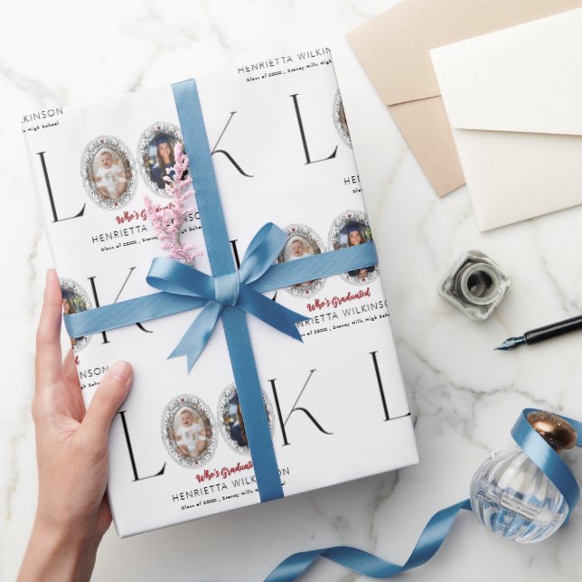 Modern Minimalist Graduation Announcement Photo  Wrapping Paper (Gifting)