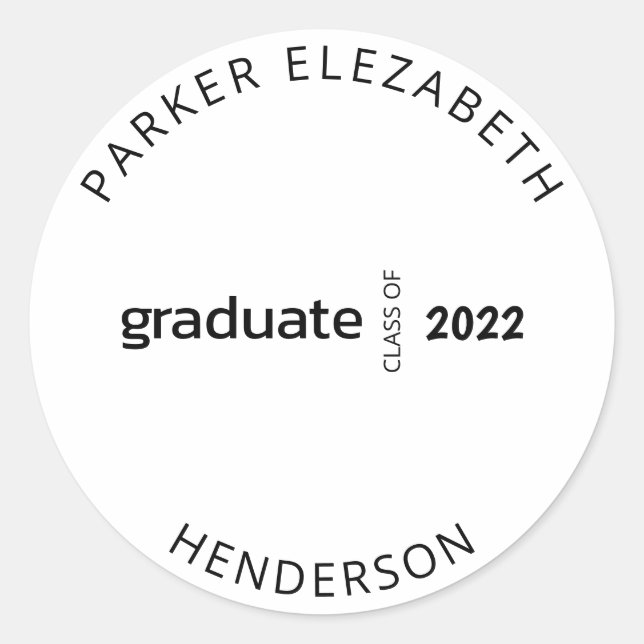 Modern Minimalist Graduation Invitation Classic Round Sticker (Front)