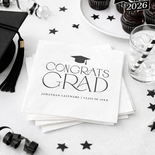 Modern Minimalist Graduation  Napkin (Modern Minimalist Graduation Napkins)