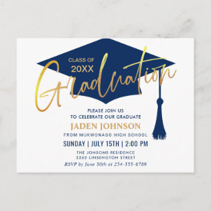 Modern Minimalist Graduation Party Invitation Postcard