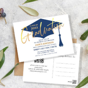 Modern Minimalist Graduation Party Invitation Postcard