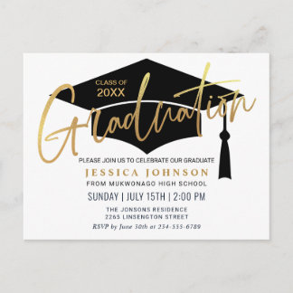 Modern Minimalist Graduation Party Invitation Postcard