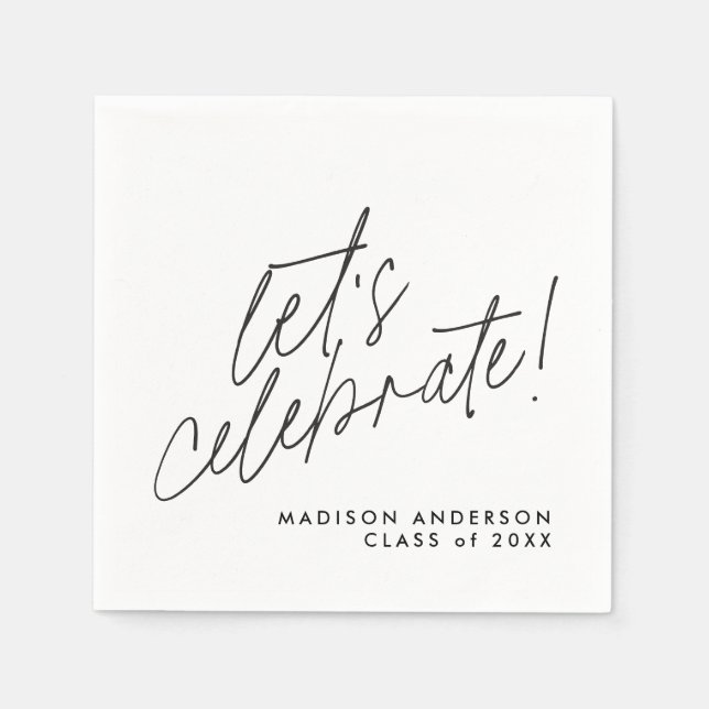 Modern Minimalist Graduation Party Napkins (Front)