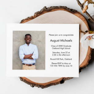 Modern Minimalist Graduation Party Photo Invitation