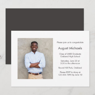 Modern Minimalist Graduation Party Photo Invitation