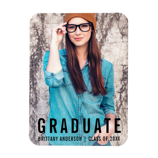 Modern Minimalist Graduation Photo Announcement B Magnet (Vertical)