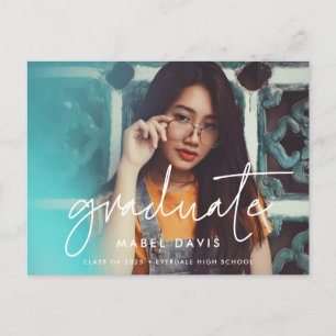 Modern minimalist graduation photo postcard