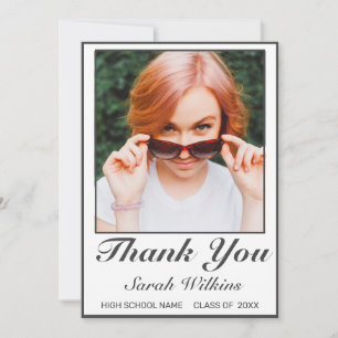 Modern Minimalist Graduation Photo Thank You Card