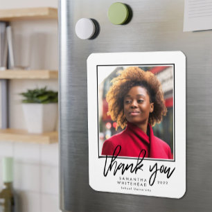 Modern Minimalist Graduation Photo Thank You Magnet