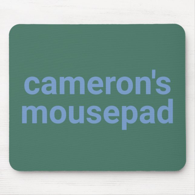 Modern Minimalist Green Blue Name and Label Mouse Pad (Front)