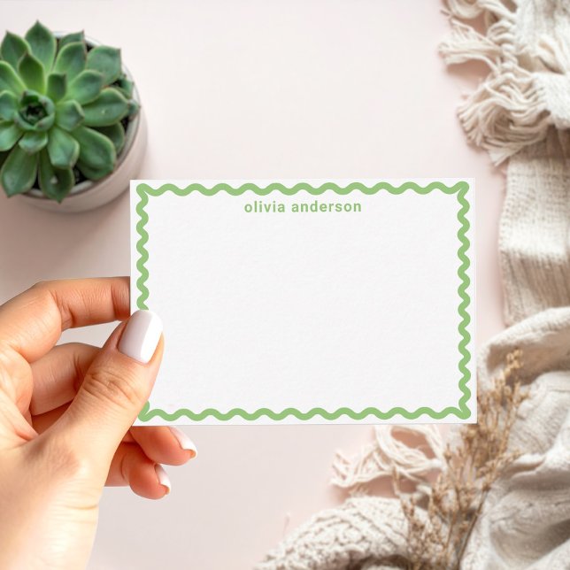 Modern Minimalist Green Border Monogram Name Card (Creator Uploaded)