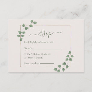 Modern Minimalist Green Geometric Wedding RSVP Enclosure Card