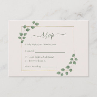 Modern Minimalist Green Geometric Wedding RSVP Enclosure Card
