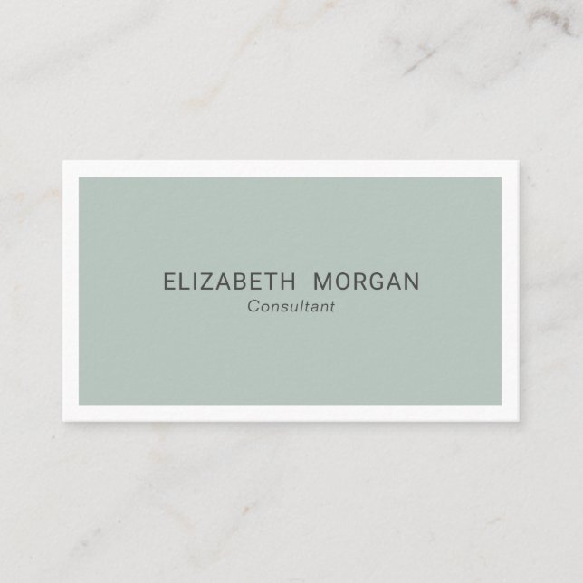 Modern Minimalist Green Grey  Business Card (Front)