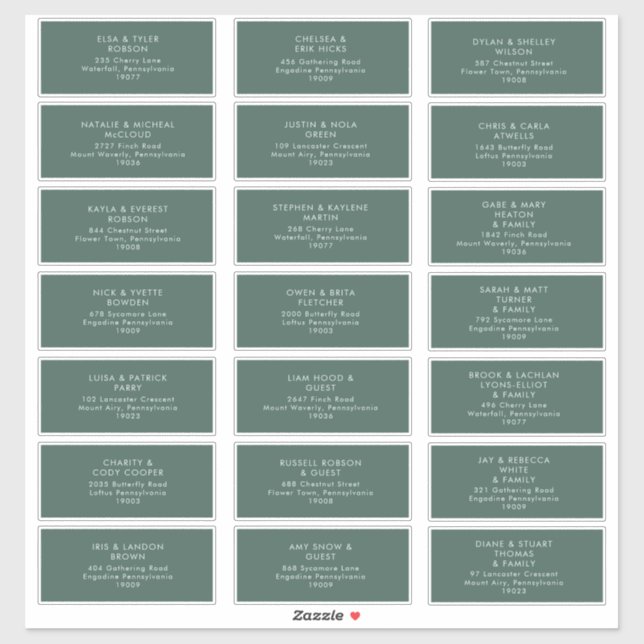 Modern Minimalist | Green Guest Address Labels (Sheet)