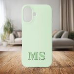 Modern Minimalist Green Initial Monogram iPhone 16 Case<br><div class="desc">Create your own personalized iPhone Case with custom initial name in modern minimalist typography. Available in a variety of colours and styles.</div>