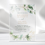 Modern Minimalist Green Leaf Eucalyptus Wedding Acrylic Invitations<br><div class="desc">Get ready to set the tone for your upcoming wedding with our beautiful and budget-friendly all in one QR code eucalyptus wedding invitations. These invitations feature a stunning eucalyptus design, bringing a touch of nature to your special day. With a budget-friendly price point, you can have the perfect invitation without...</div>