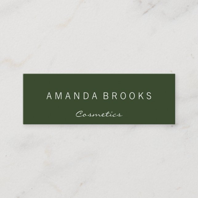 Modern Minimalist Green Mini Business Card (Front)