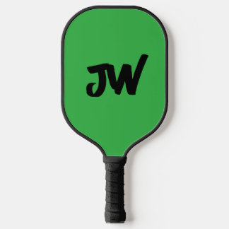 MODERN MINIMALIST GREEN MONOGRAM PICKLEBALL PADDLE