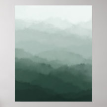 Modern Minimalist Green Mountains Abstract