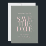Modern Minimalist Green Pink Chic Wedding Save The Date<br><div class="desc">Modern Minimalist Green Pink Chic Wedding Save the Date</div>