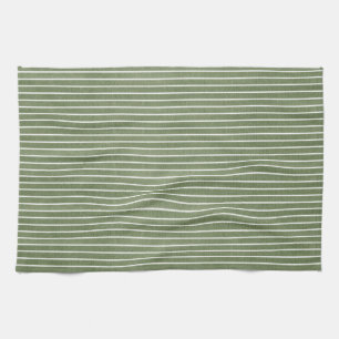 Modern Minimalist Green Rustic Texture Stripes  Kitchen Towel