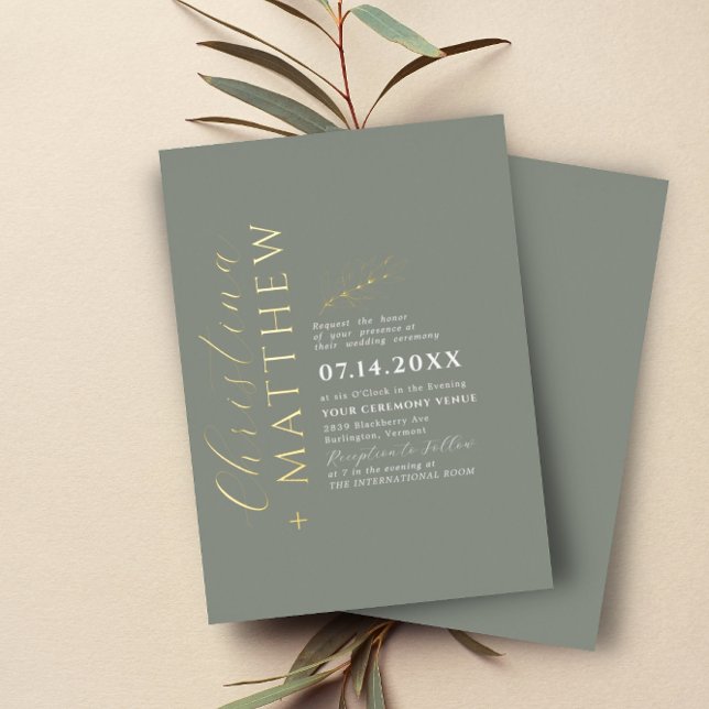 Modern Minimalist Green Sage Wedding Gold (Creator Uploaded)