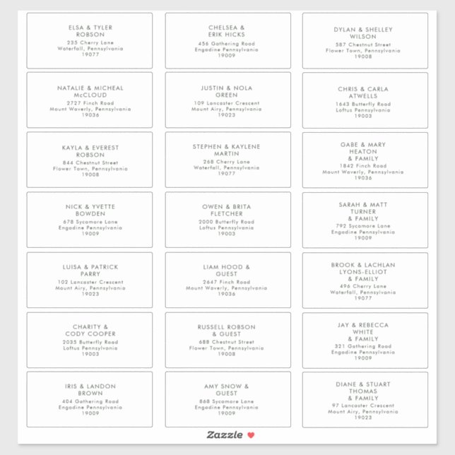 Modern Minimalist Green Text Guest Address Labels  (Sheet)