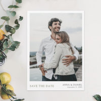 Modern Minimalist Green Text Photo Save the Date