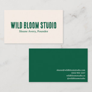 Modern Minimalist Green Typography Clean Bold Business Card